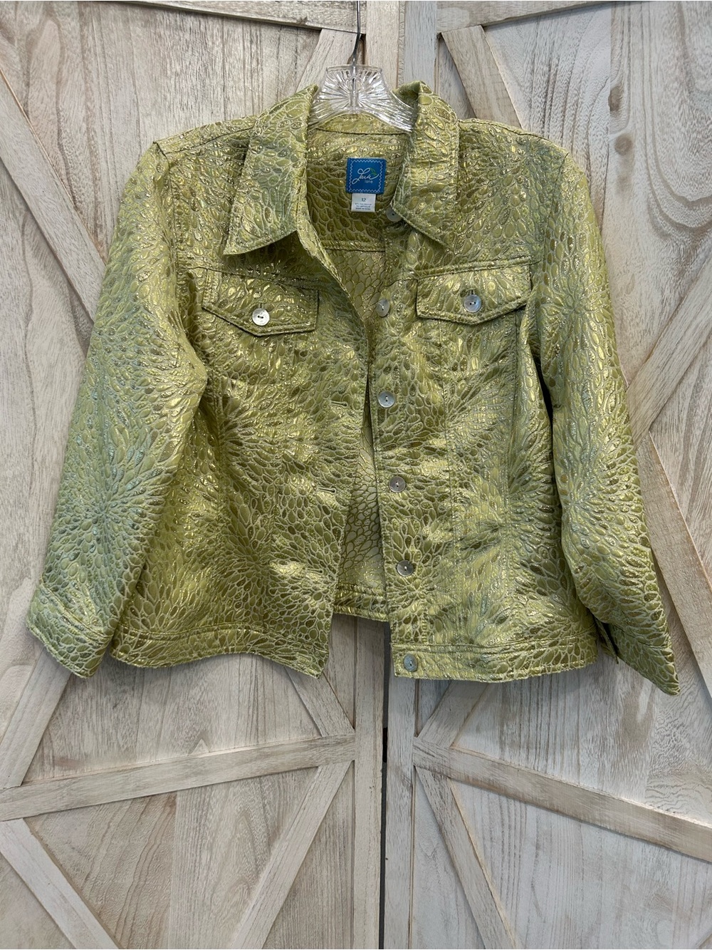 Lark Lane-Metallic Green Embossed Jacket